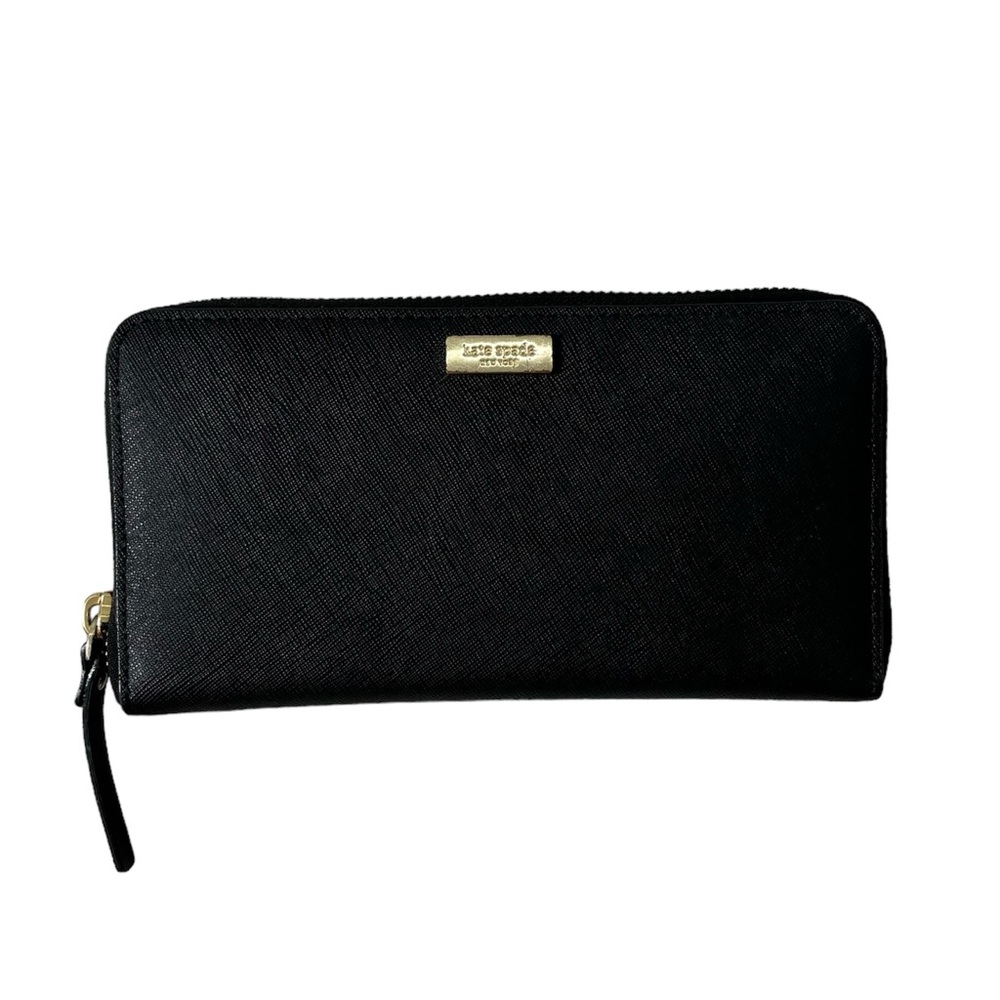 Kate Spade Black Leather Continental Zippered Wallet - Picture 1 of 10